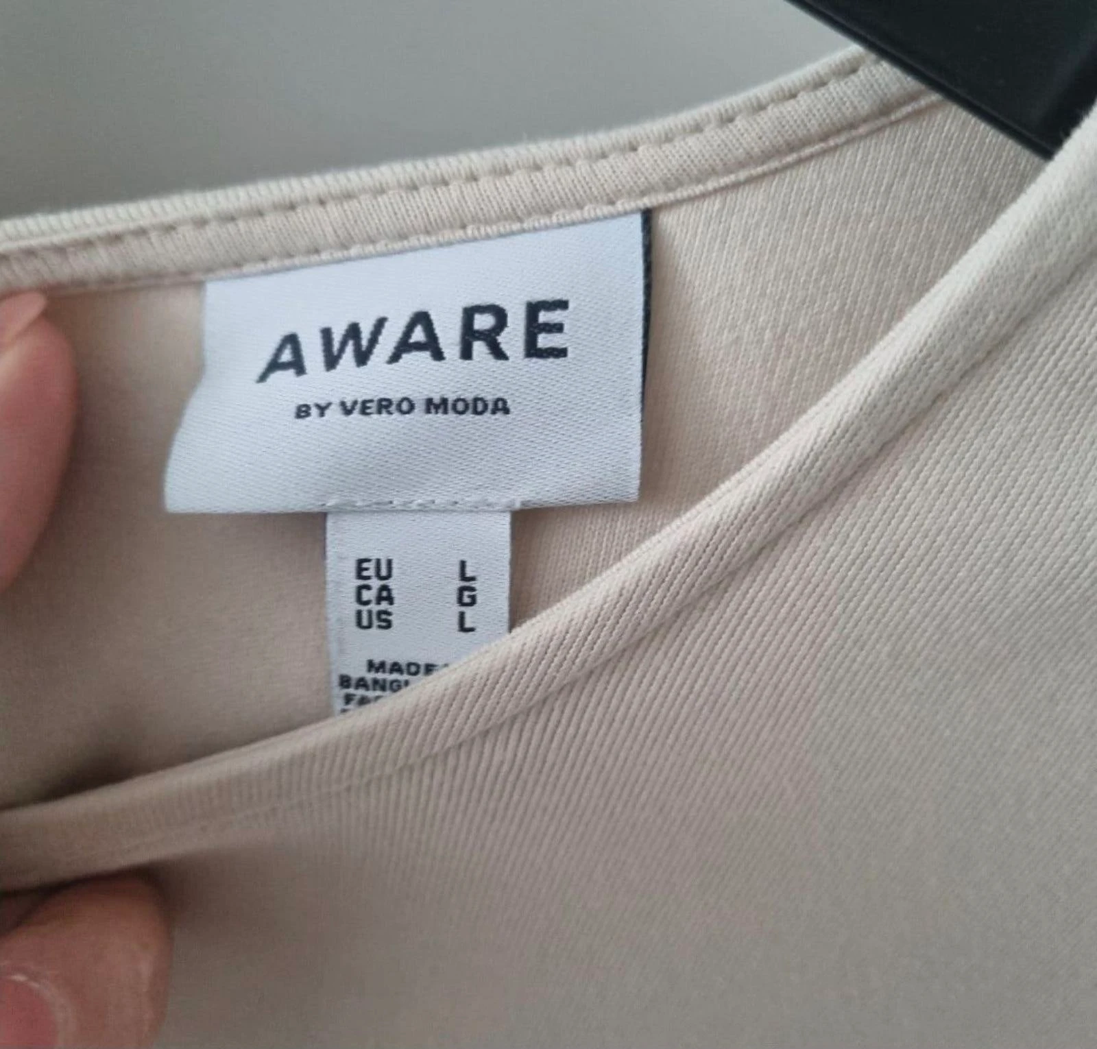 AWARE by Vero Moda Haut/Chemisier à manches bouffantes Beige (100% Coton Biologique) – Taille L (Grand) – photo 6